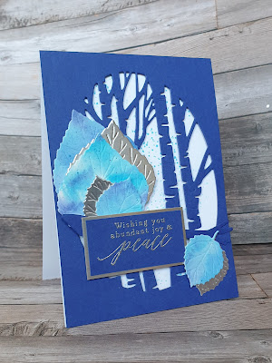 Perched in a tree silver foil stampin up watercolour winter Christmas card