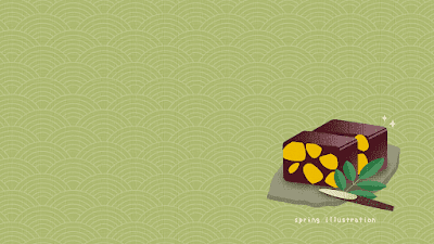 【栗ようかん】和菓子のおしゃれでシンプルかわいいイラストPC壁紙・背景