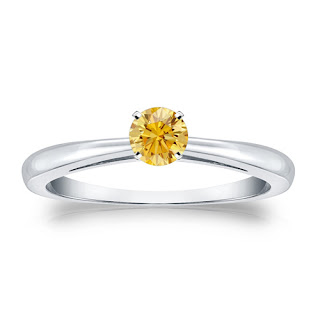 Diamantring 0.25 Karat gelber Solitär 585/14K Weißgold