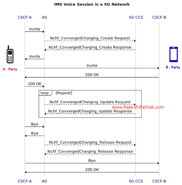 IMS Voice Session or VoNR Call in a 5G Network