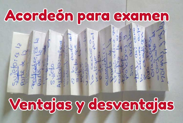 acordeones, trampas para examen: ventajas y desventajas