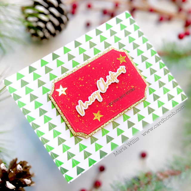 Cardbomb, Maria Willis,Tonic Studios,Tonic Studios Stamp Club,Tonic Studios USA,christmas,holiday,stamping,die cutting,inkblending,heat embossing,