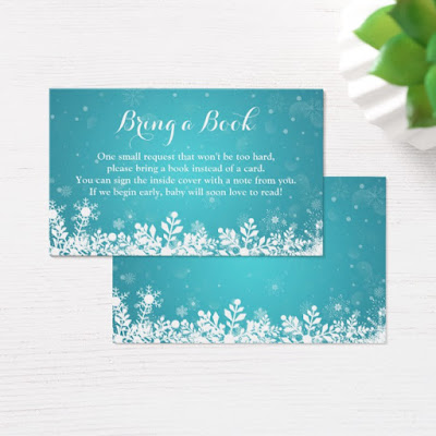  Baby Shower Book Request Turquoise Snowflakes