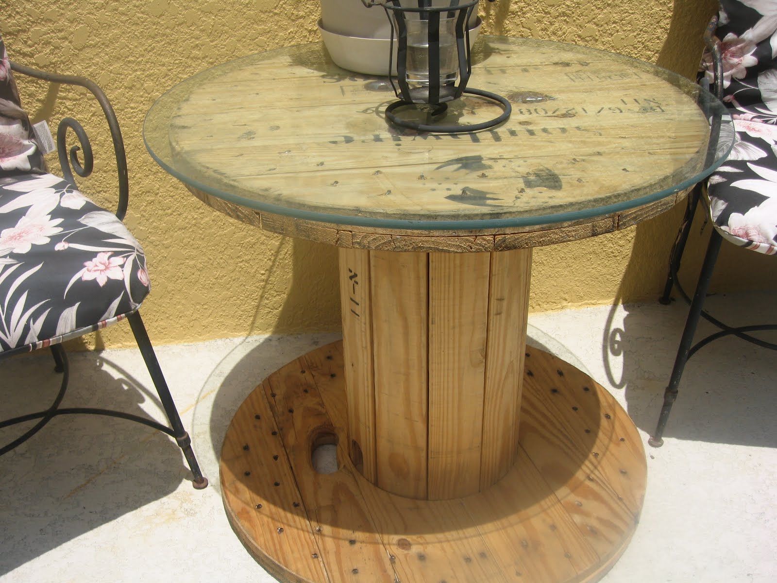 Sunflowers &amp; Spears: Wooden Cable Spool Table