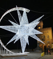 Beautiful Christmas light art installation in Piazza Della Liberta, San Marino, Italy