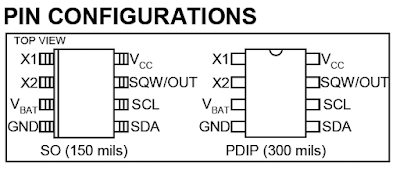 DS1307 RTC pin outs alarm