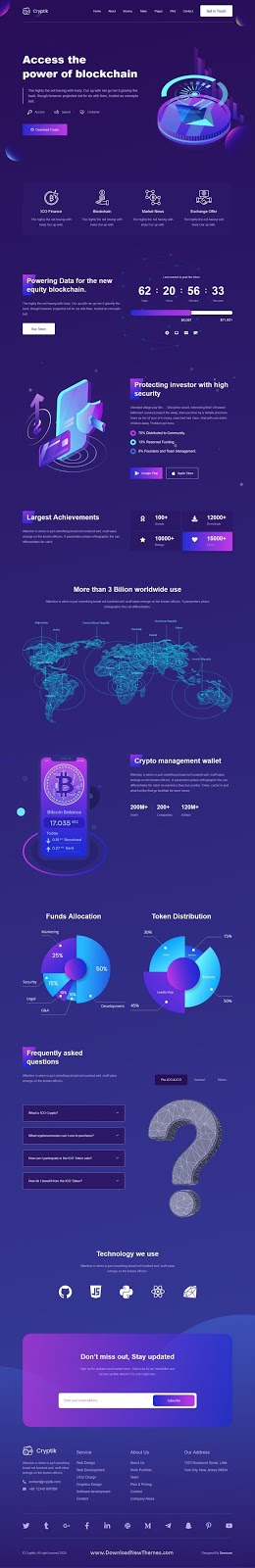 Crypto Currency & ICO React landing Page 