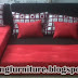 Sofa Bed U Kain Bebas + Meja + 8 Bantal