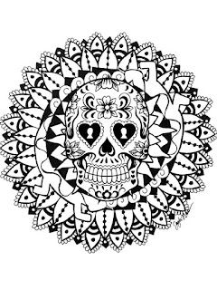 Mandala de calavera para colorear - Mandala del día de muertos