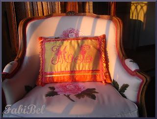 antique victorian embroidered monogram on silk for cushion