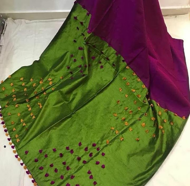 Cotton silk pompom saree