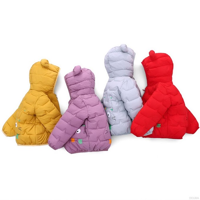 [ douma.vn ] Children's Down Cotton-Padded Jacket Baby Short Ear Hooded Coat