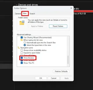 Cara Enable Libraries di File Explorer Windows 11