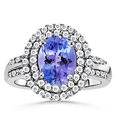 Oval Tanzanite and Diamond Border Ring