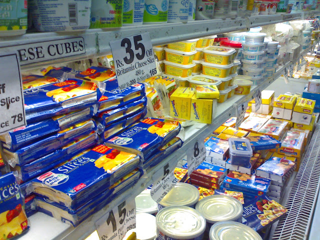 close-up of freezer shelf in Indian supermarket