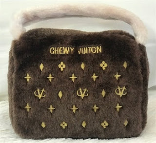 Brown Chewy Vuiton Purse Toy - posh puppy boutique