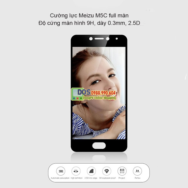 Kính cường lực điện thoại Meizu M5c full màn hình cho màn hình cong