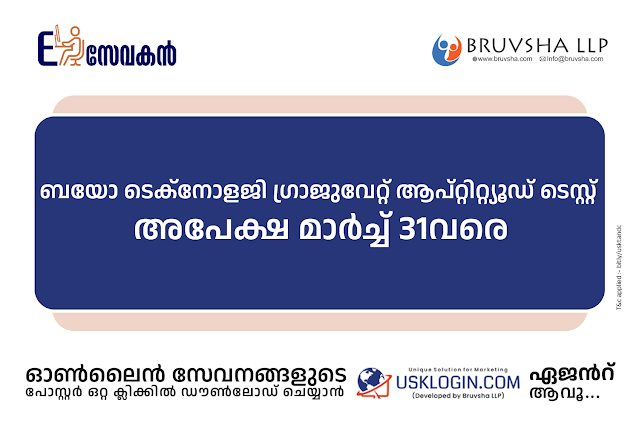 Bio technology GAT Application malayalam posters