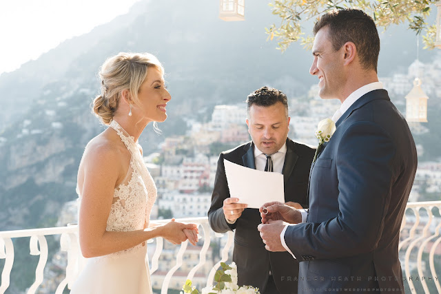 Exchanging wedding rings at Villa Oliviero