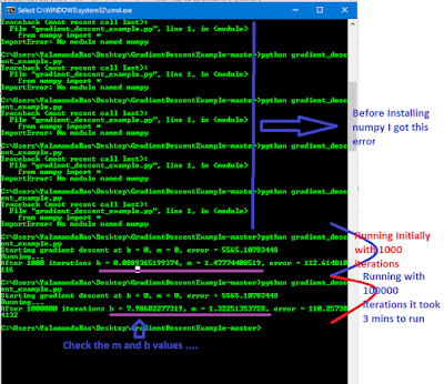 Gradient Descent, Linear Regression and running the algorithm using python