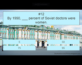 By 1950, ___ percent of Soviet doctors were women. Answer choices include: 5, 50, 75, 95