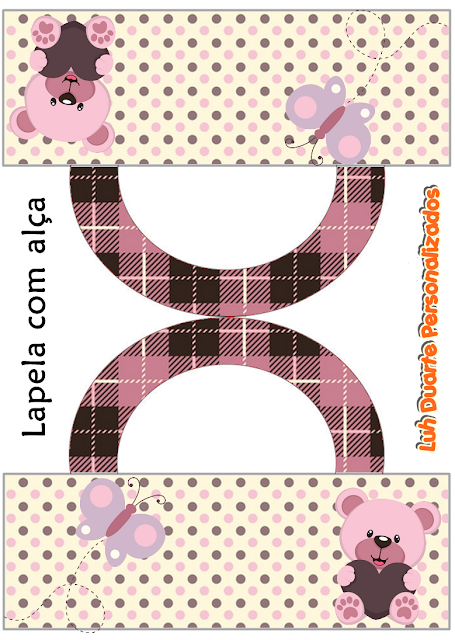 Lovely Girl Bear with Heart: Free Printable Candy Bar Labels.