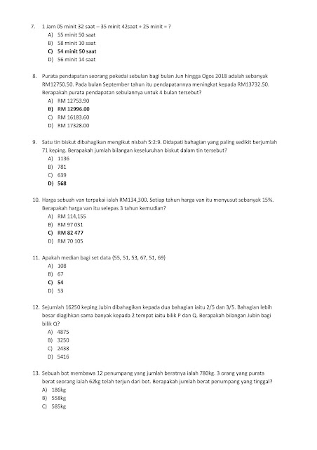 Contoh Soalan Peperiksaan SPA Pembantu Perangkaan E19 2019