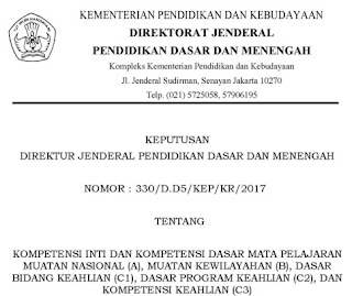 SK DIRJEN NO 330 Tentang KIKD Tahun 2017