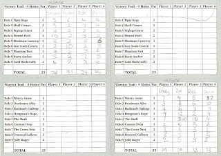 Scorecard from the Treasure Island Adventure Golf course in Southsea