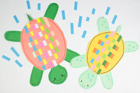 super cute and colorful woven paper turtle kid art and craft project!