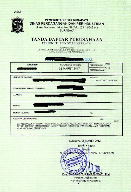 Contoh TDP Surabaya