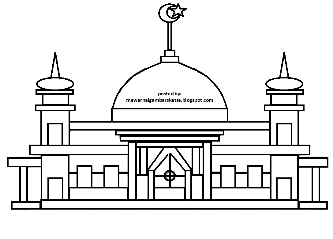 Mewarnai Gambar Mewarnai Gambar Sketsa Masjid 10