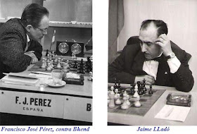 Los ajedrecistas españoles Francisco José Pérez, contra Bhend, y Jaime Lladó