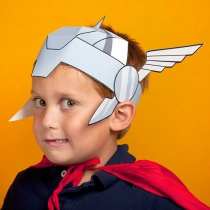 Casco de Thor para imprimir gratis. Juguetes de papel. 