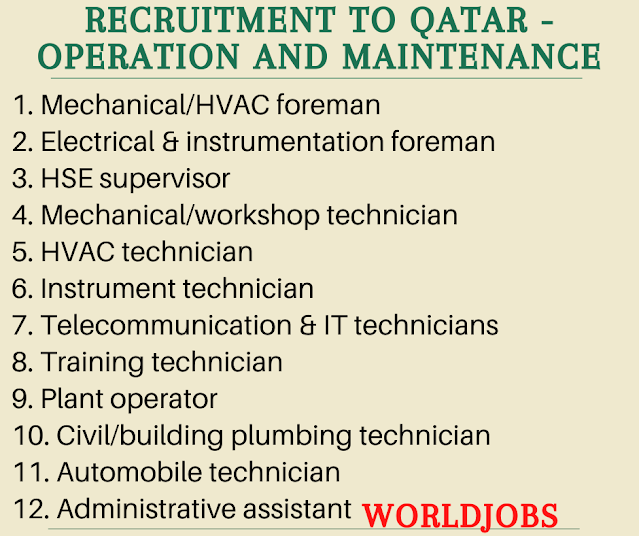 Recruitment to Qatar - Operation and Maintenance
