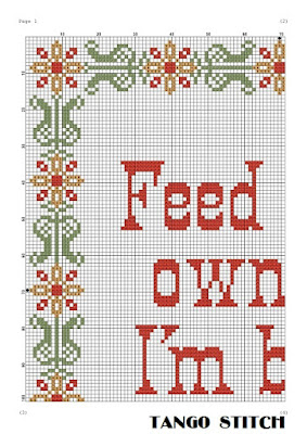 Feed your own ego funny sarcastic quote cross stitch pattern - Tango Stitch