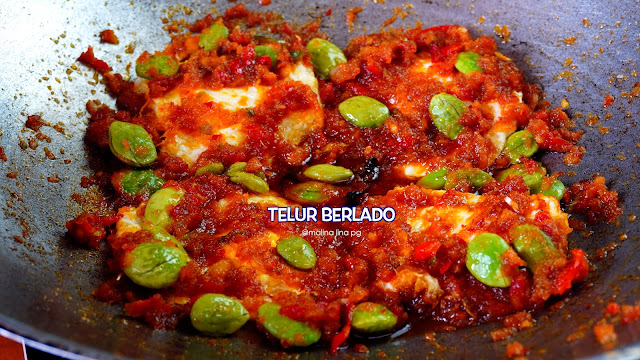 telur berlada, telur berlado, sambal telur balado, telur sambal petai