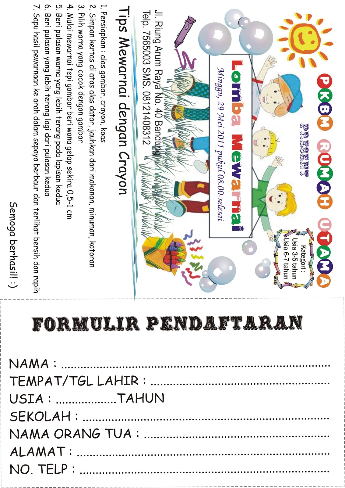 Gambar Image Result Formulir Pendaftaran Lomba Mewarnai 