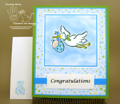 Picture of my stork baby card and its coordinating envelope