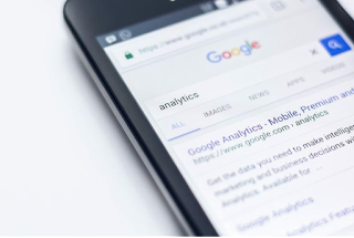 Android phone showing Google analytics search