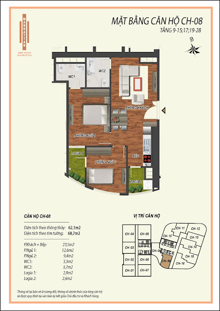 Mặt bằng thiết kế căn hộ Manhattan Tower 21 Lê Văn Lương