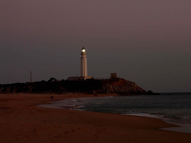Slow travel in Andalucia . Cape Trafalgar lighthouse sunset
