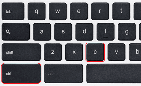 keyboard shortcut copy text chromebook