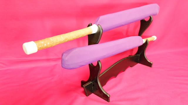Тренировочный короткий плоский меч чанбара в бордовом чехле для обучения кендзюцу