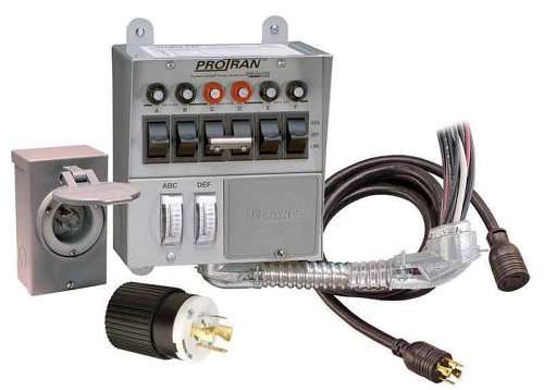 Reliance Controls 31406CRK Pro/Tran 6-Circuit 30 Amp Generator Transfer Switch Kit With Transfer Switch, 10-Foot Power Cord, And Power Inlet Box For Up To 7,500-Watt Generators