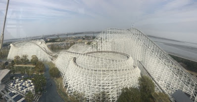 White Cyclone Wooden Roller Coaster in Japan