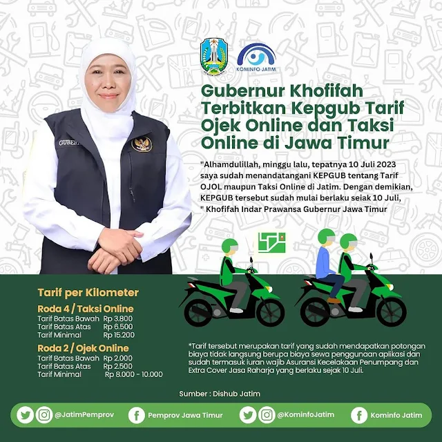 tarif ojek taksi online Surabaya Jawa Timur