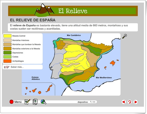 "El relieve de España" (Actividad interactiva de Ciencias Sociales de Primaria)