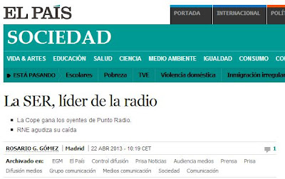 El País se hace eco de los resultados de la SER