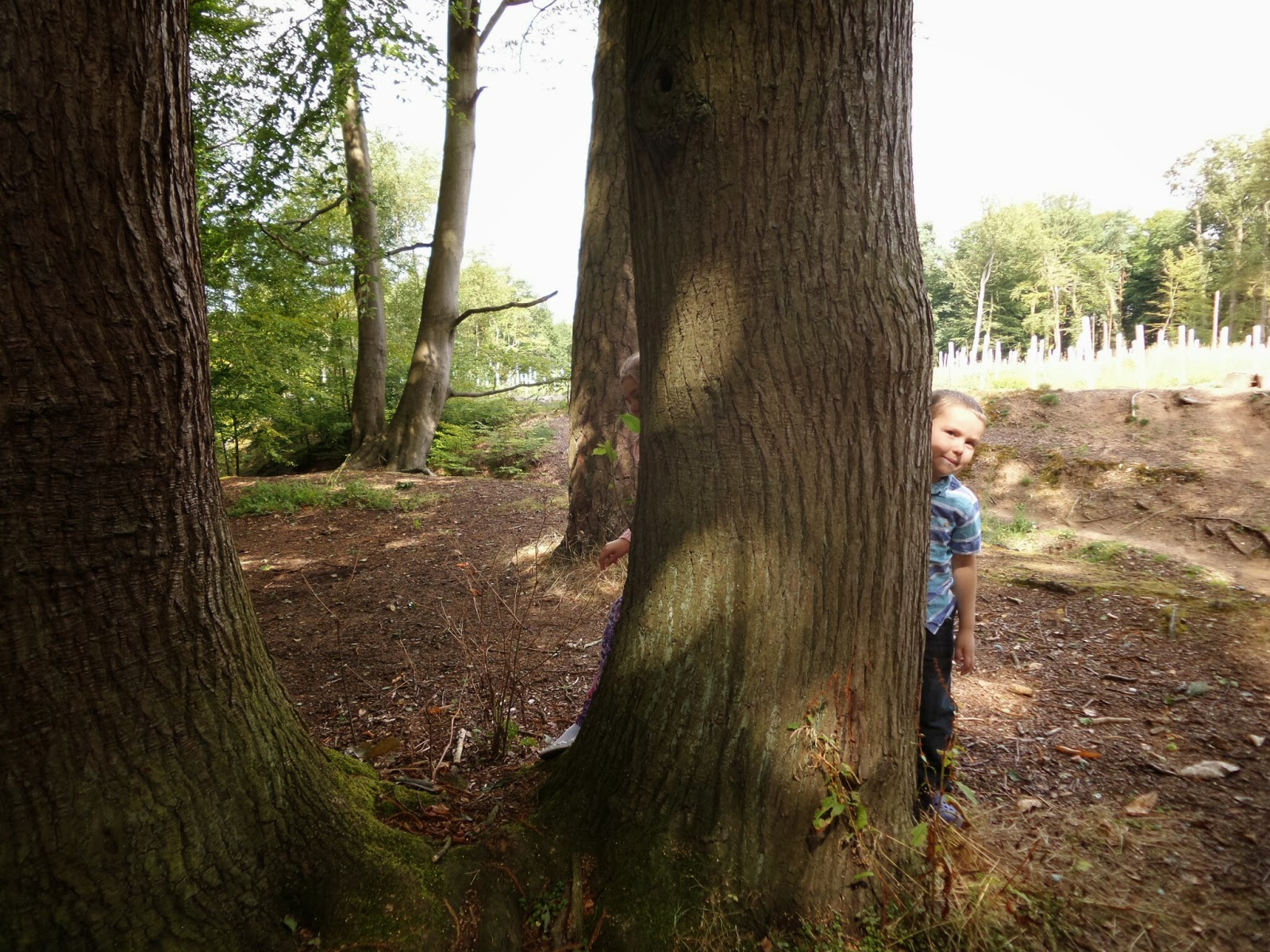 Top Ender and Big Boy hiding behind a Tree